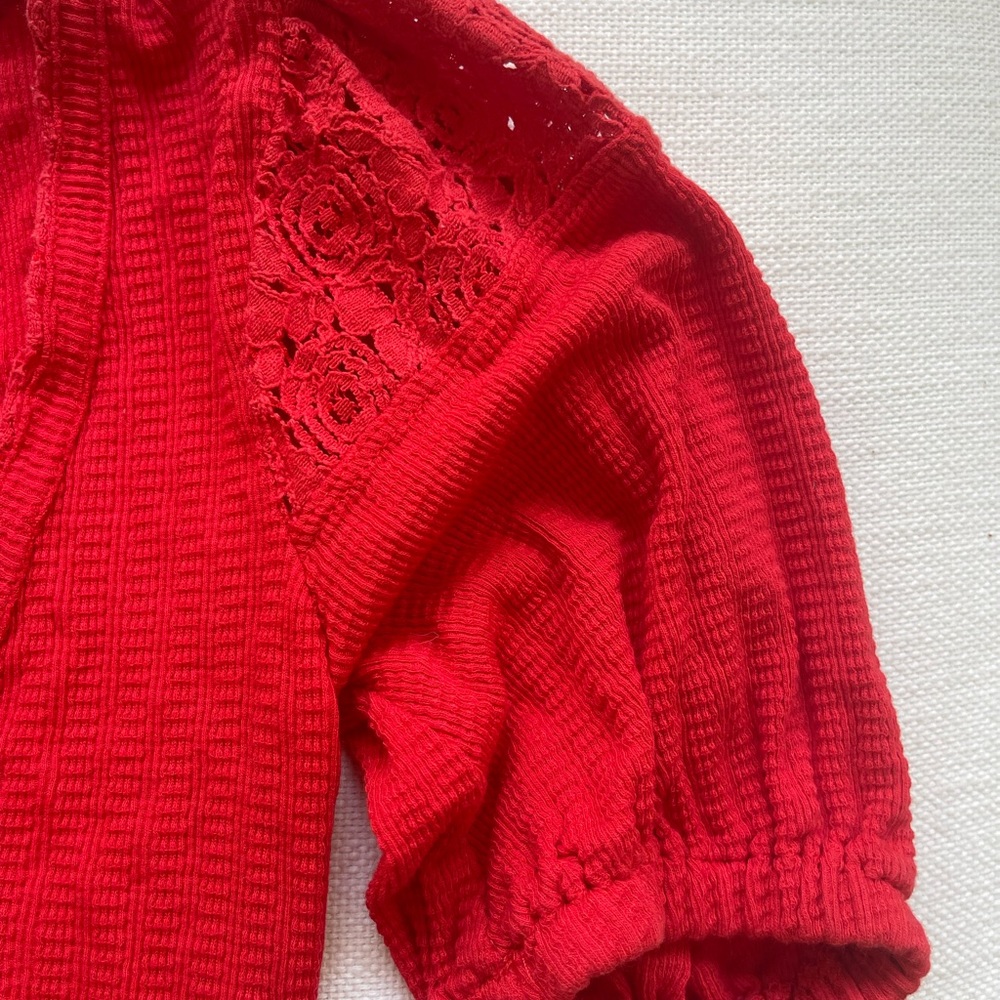 Free People Ruffle Sleeve Top Eyelet - Picture 3 of 3